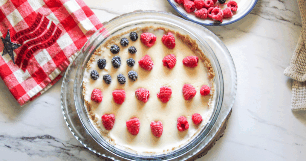 Whole 4th of July Pie topped with fresh blackberries and raspberries