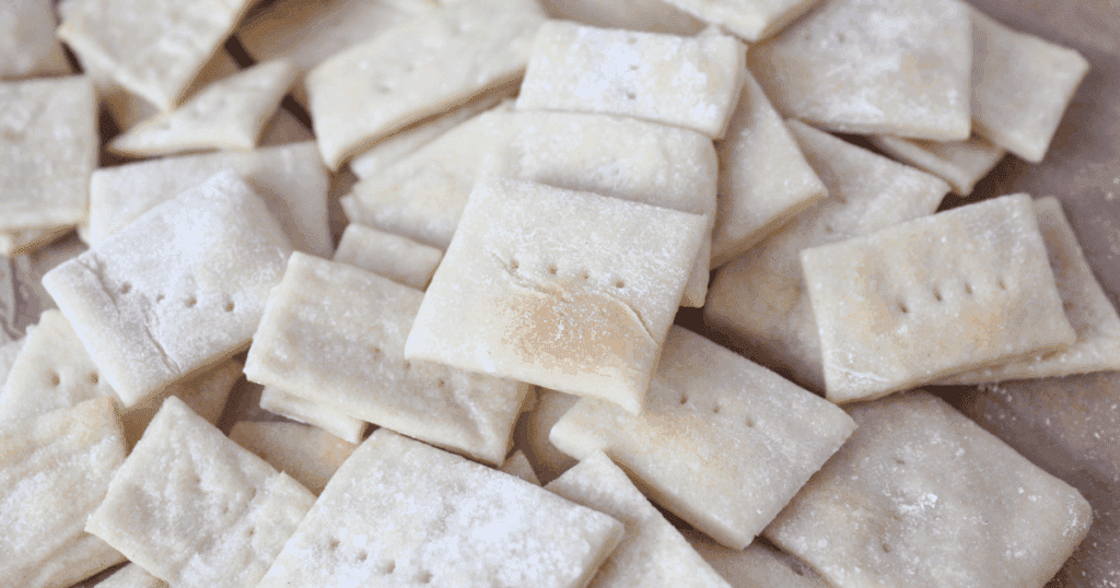 Sourdough Discard Crackers Close-up of sourdough discard crackers showing flaky texture and bubbles