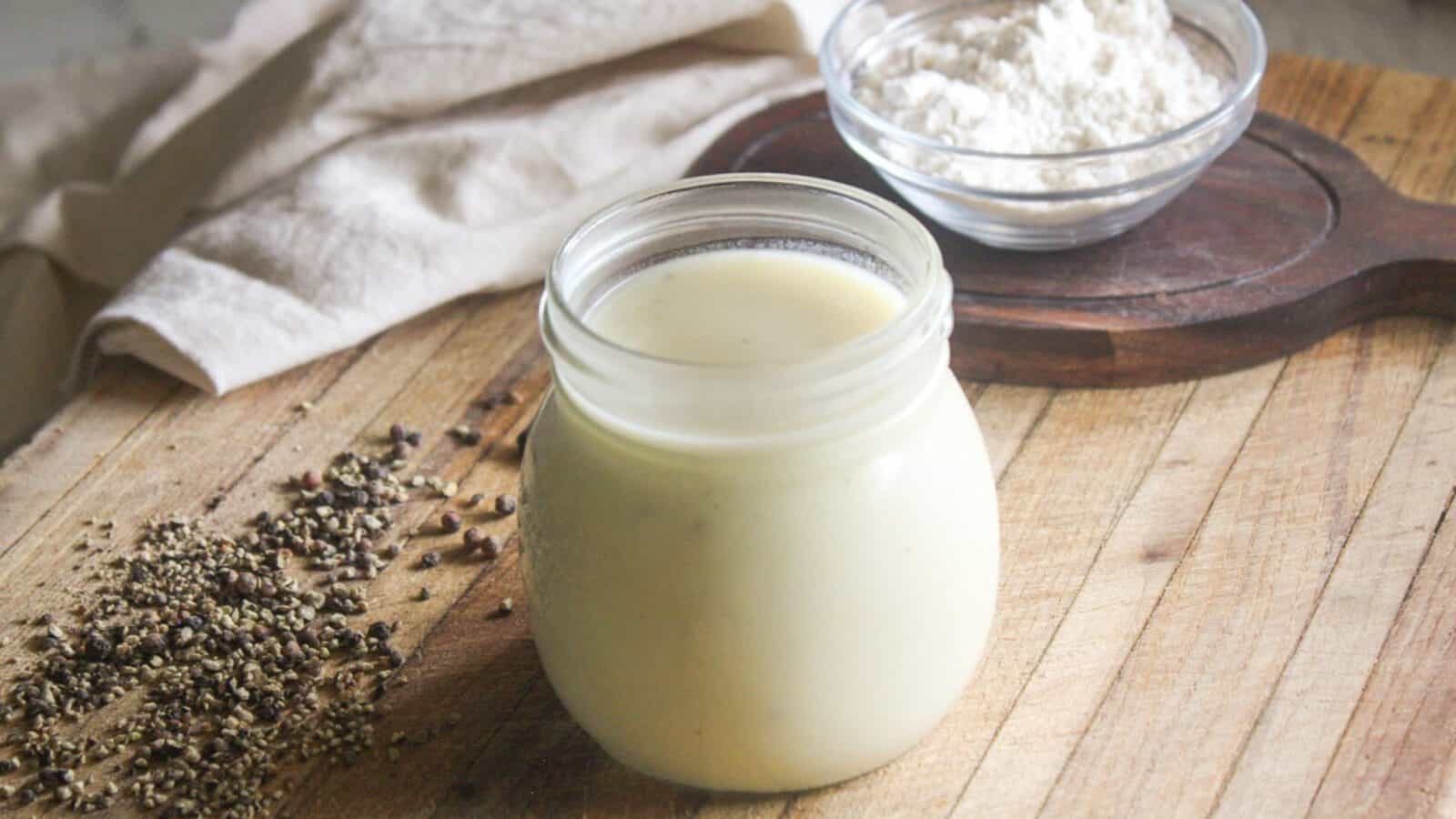 “Homemade cream of chicken soup in a jar, ready to use