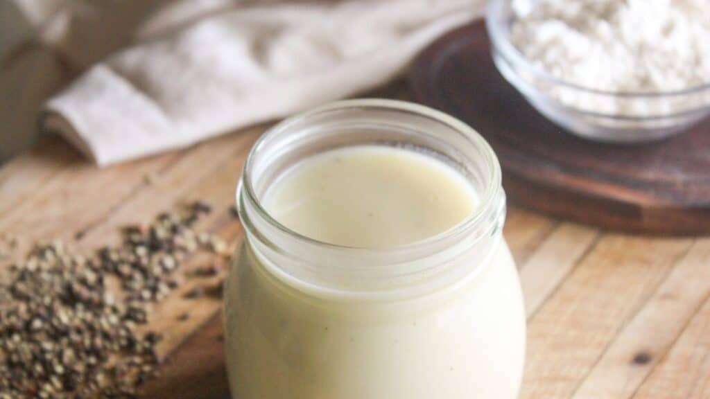 Easy from-scratch cream of chicken soup in a glass jar