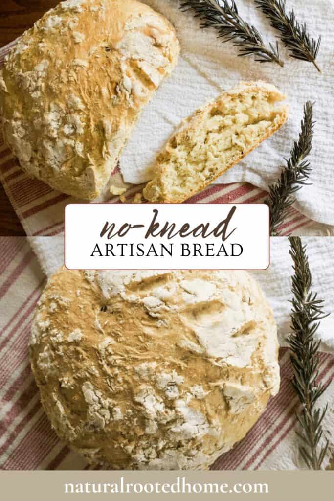 A beautifully baked easy no-knead artisan bread with a crispy crust and soft interior, made without any kneading.