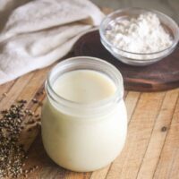 Homemade cream of chicken soup stored in a glass jar