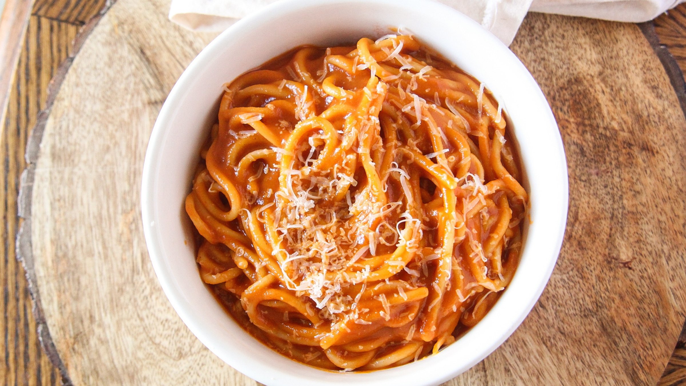 Bowl of pasta with hidden veggie pasta sauce