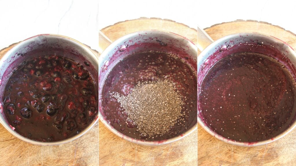 Steps for making healthy blueberry chia jam on the stovetop